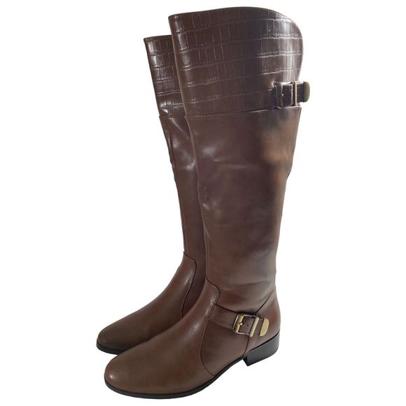NEW DIRECTIONS Halden Brown Faux Leather Knee High Boots Womens 7.5M. - Picture 2 of 10